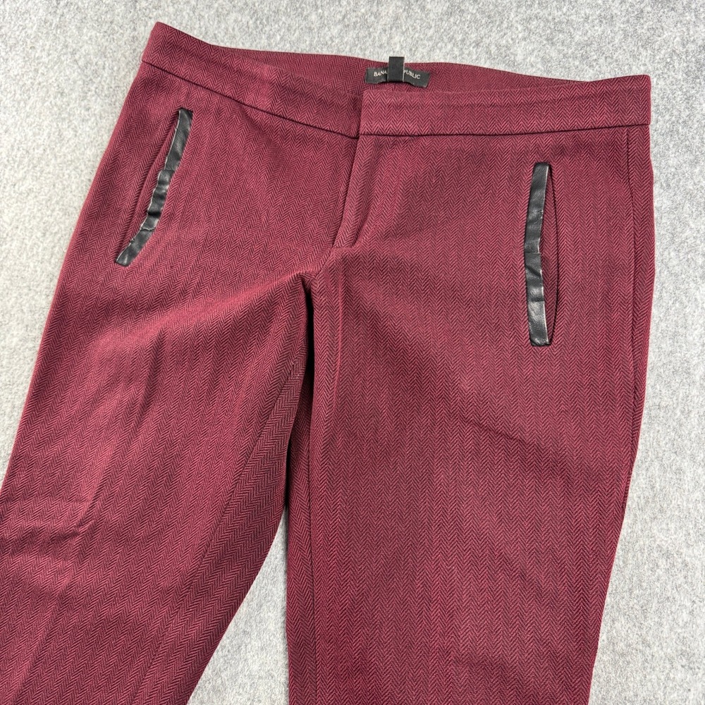 Banana Republic Sloan Pants Womens 10P Burgundy Stretch Mid Rise Ankle Slim Fit
